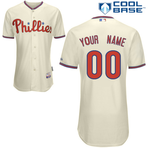 Customized Youth MLB jersey-Philadelphia Phillies Authentic Alternate White Cool Base Home Baseball Jersey